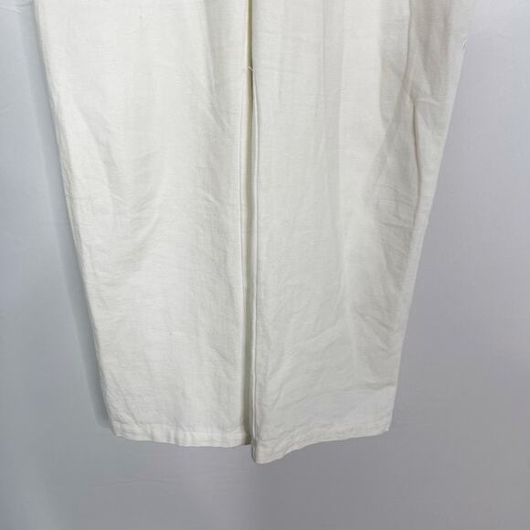 Soludos S White Rialto Tie Waist Jumpsuit Cotton Embroidered Zip Front Cropped - Picture 16 of 16